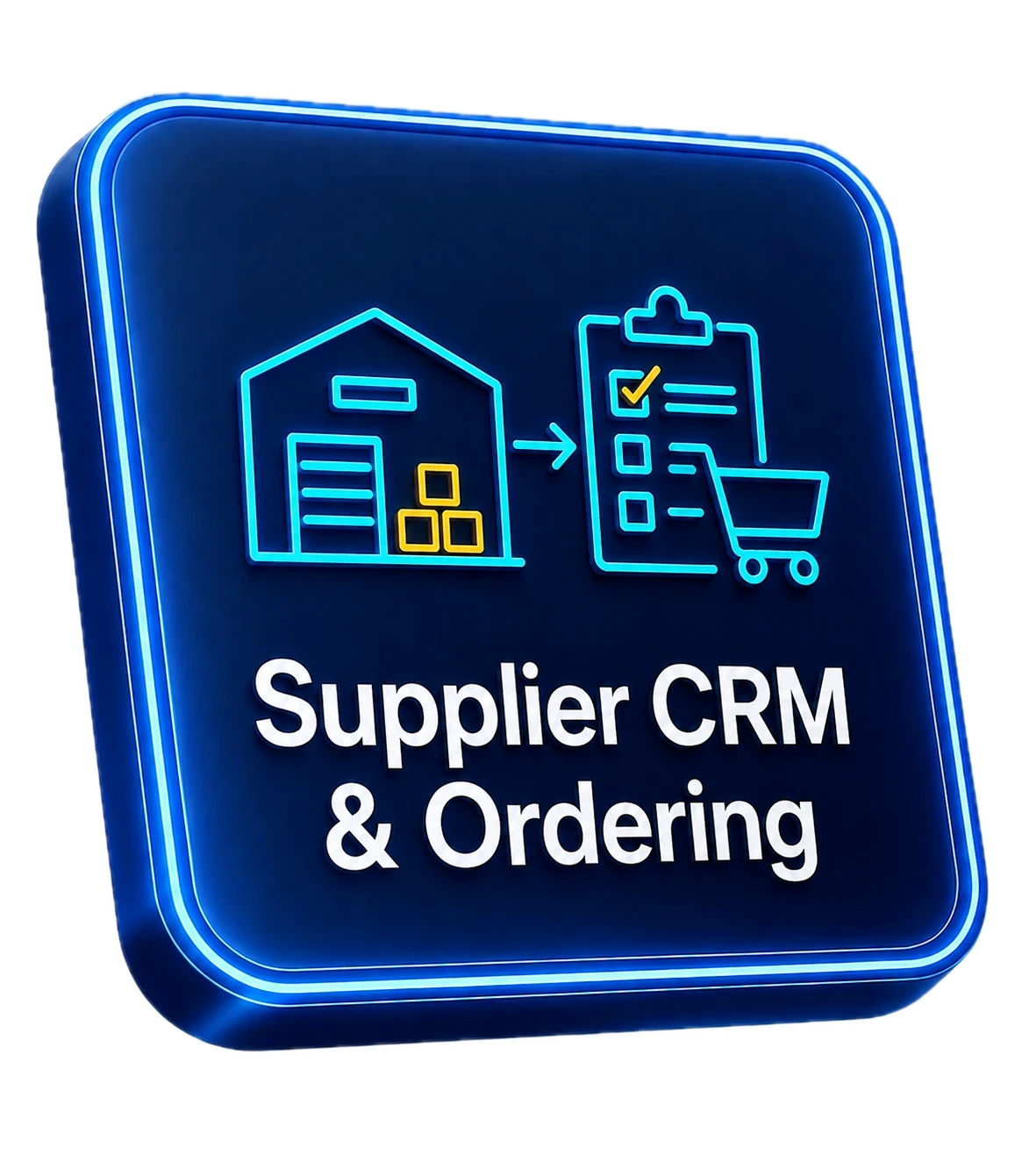 Vinius Commerce Engine icon card representing supplier ordering and reorder workflows
